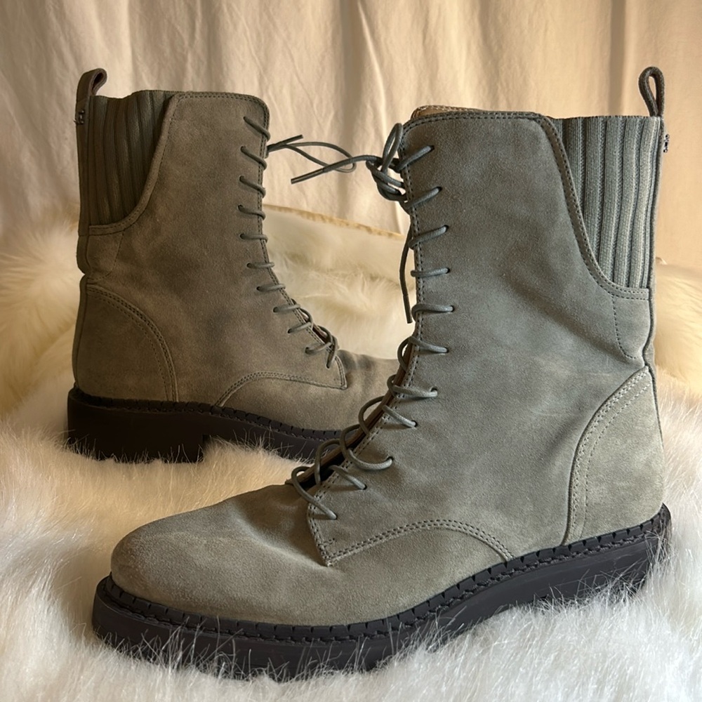 Sam Edelman Suede lace up/zip up motto Boots 8.5
